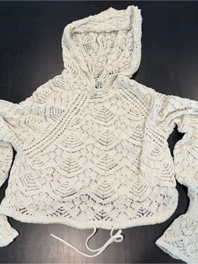 Zara Cream Crochet Hooded Sweater